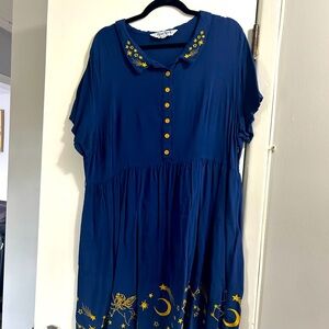 Cute blue dress with yellow stitching